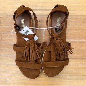 Mossimo Larissa Cognac Faux Suede Tassel Sandals